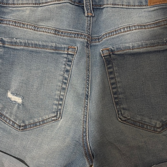 Aeropostale Women's Blue High Waisted Distressed Denim Shorts - Picture 9 of 9